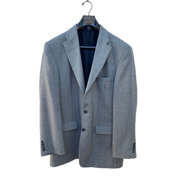 Haggar Collection Navy Wool Blazer Suit Jacket Gray Plaid Size 42 L - Picture 1 of 5